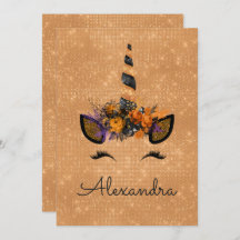 Monograma Octubre Sparkle Unicorn Cumpleaños