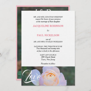 Invitación Monograma Pastel Rosa Amor Rosa