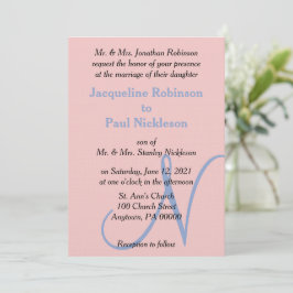 Invitación Monograma Pastel Rosa Azul