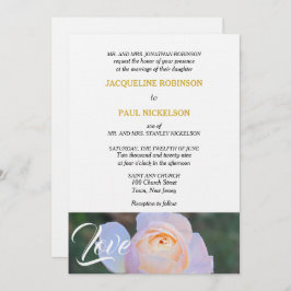 Invitación Monograma Pastel Rosa Oro Rosa Juntos con Amor