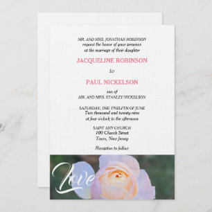Invitación Monograma Pastel Rosa se une en el amor