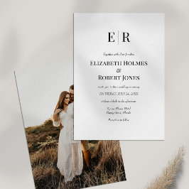 Invitación Monograma personalizada en blanco y negro para bod