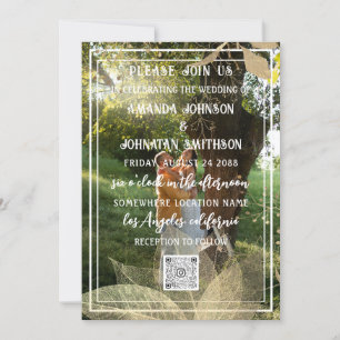 Invitación Monograma Personalizado Foto Código QR Woodland Go