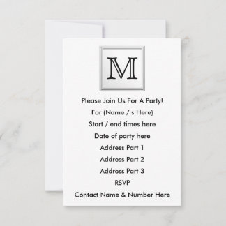 Invitación Monograma Personalizado impreso.Blanco y negro.