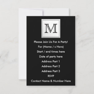 Invitación Monograma Personalizado impreso. Negro y gris páli