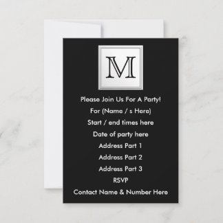 Invitación Monograma Personalizado impreso. Negro y gris páli