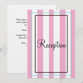 Invitación Monograma plateado con rayas rosadas blancas y azu