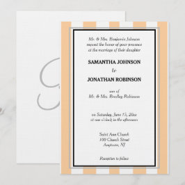 Invitación Monograma Playa Arenosa Plata Blanco Rayas de Caba