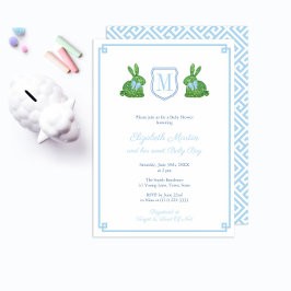 Invitación Monograma preppy Fiesta Baby Shower de un chico co