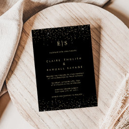 Invitación Monograma Purpurina dorado Boda inicial