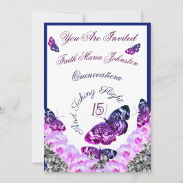 Invitación Monograma Quinceañera 15 Y Vuelo RSVP &
