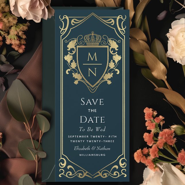 Invitación Monograma real de fantasía medieval salva la fecha (Subido por el creador)