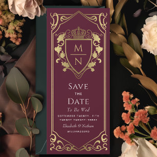 Invitación Monograma Red Royal Fantasy Save the Date