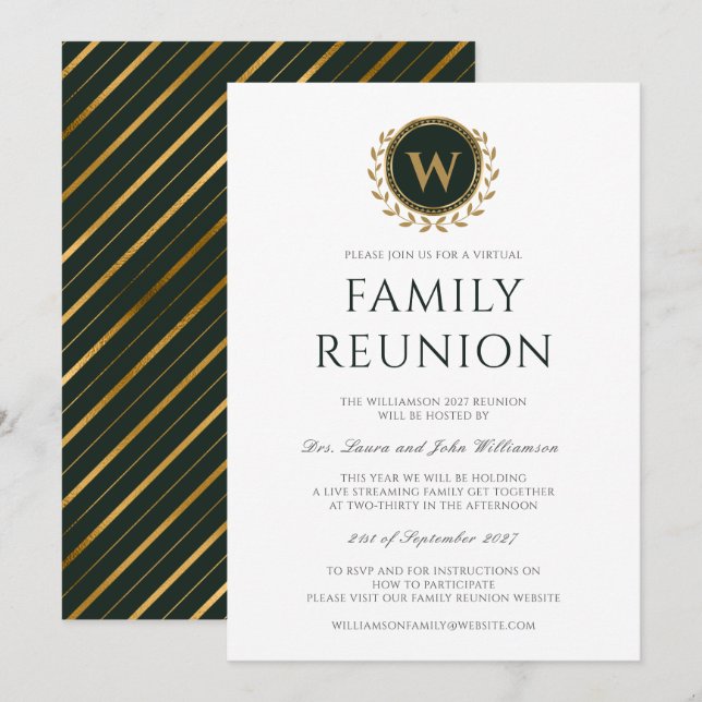 Invitación Monograma Reunión inicial de familia virtual (Anverso / Reverso)