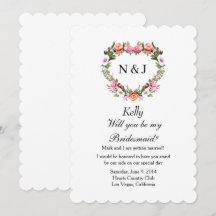 Monograma Romántico Rosas Floral Corazón Bridesmai