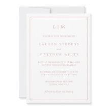 Monograma Rosa Claro Simple Elegante Boda