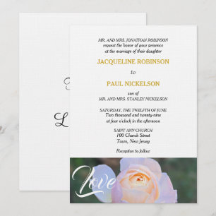 Invitación Monograma rosa pastel oro rosa Juntos en amor