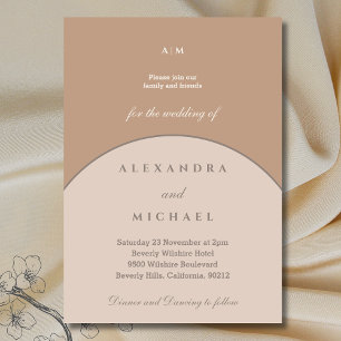 Invitación Monograma rosado Minimalista japonés Boda
