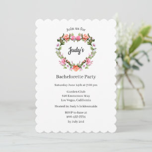 Invitación Monograma Rosas Floral Heart Bachelorette Party
