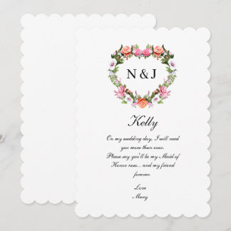 Invitación Monograma Rosas románticos Floral Corazón donado d