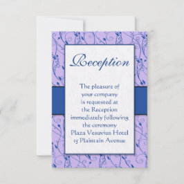 Invitación Monograma Royal Blue Lilac Swirl Wedding Recepción