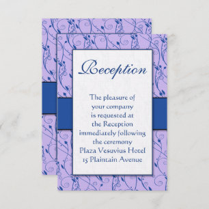 Invitación Monograma Royal Blue Lilac Swirl Wedding Recepción