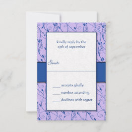 Invitación Monograma Royal Blue Lilac Swirl Wedding RSVP