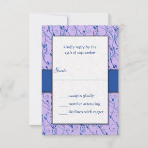 Invitación Monograma Royal Blue Lilac Swirl Wedding RSVP