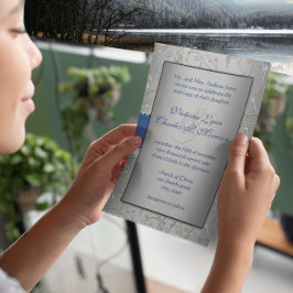 Invitación Monograma Royal Blue Silver Swirl Boda
