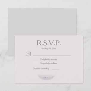 Invitación Monograma Rubor Boda de pluma gris rosa RSVP
