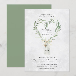 Invitación Monograma ruso Jar   Boda de Heart Greenery