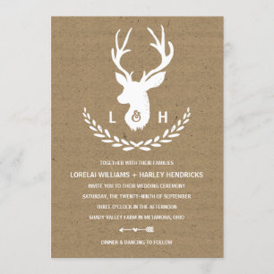 Invitación Monograma ruso   Kraft Paper Stag Boda