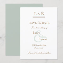 Invitación Monograma Salvia Blanca Ampersand Dorado Salva La 