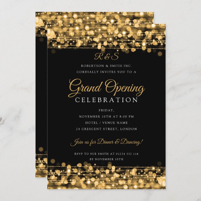 Invitación Monograma sencillo de apertura de la gran empresa  (Anverso / Reverso)