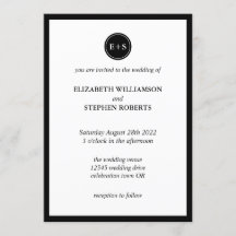 Monograma simple | Boda blanco y negro