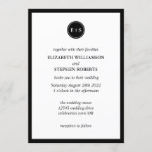 Monograma simple | Boda blanco y negro