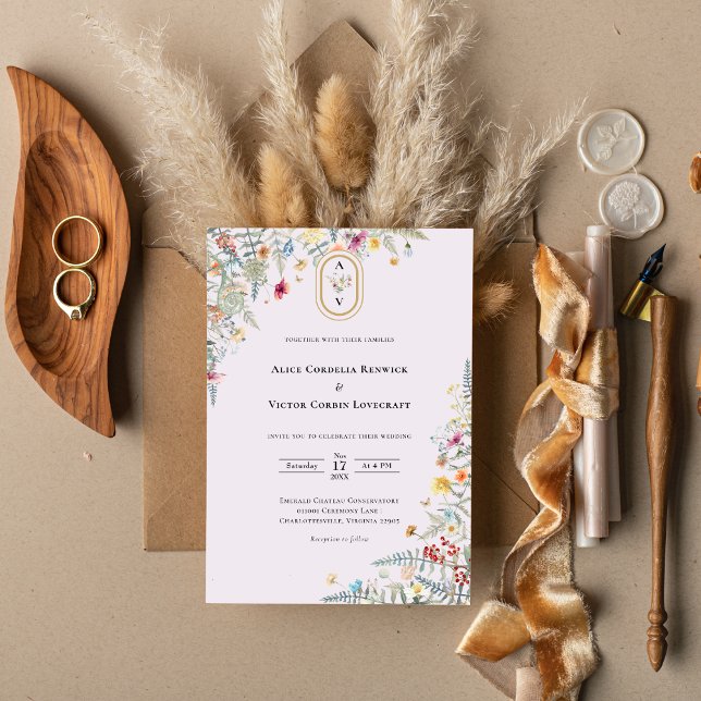 Invitación Monograma simple Boda de lavanda de ferrina silves (Subido por el creador)