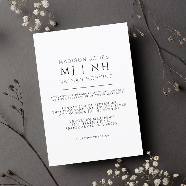 Invitación Monograma simple Boda Minimalista elegante (Subido por el creador)