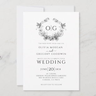 Invitación Monograma simple Botánico Elegante