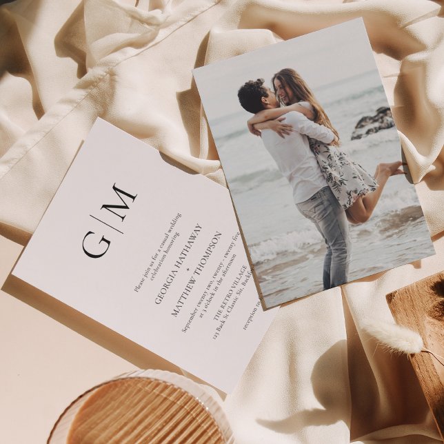 Invitación Monograma simple de tipografía Boda fotográfico (Subido por el creador)