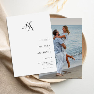 Invitación Monograma simple elegante Boda de fotografía moder