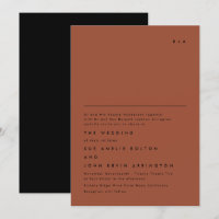 Monograma simple elegante Boda de terracota negro