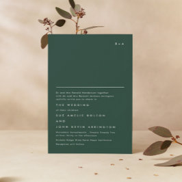 Invitación Monograma simple elegante Boda verde esmeralda