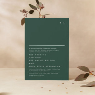 Invitación Monograma simple elegante Boda verde esmeralda