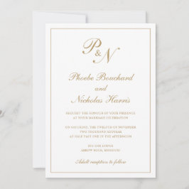Invitación Monograma simple elegante oro todo en un Boda