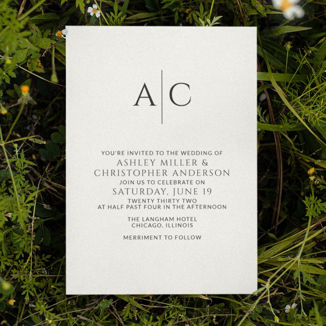 Invitación Monograma simple en blanco y negro Boda (Subido por el creador)