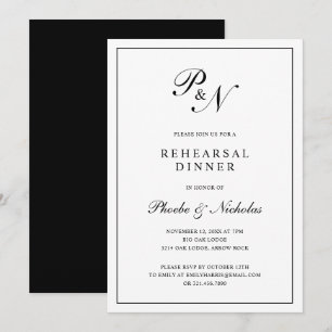 Invitación Monograma simple Ensayo Elegante Formal Cena