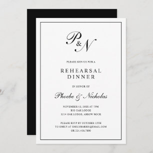 Invitación Monograma simple Ensayo Elegante Formal Cena