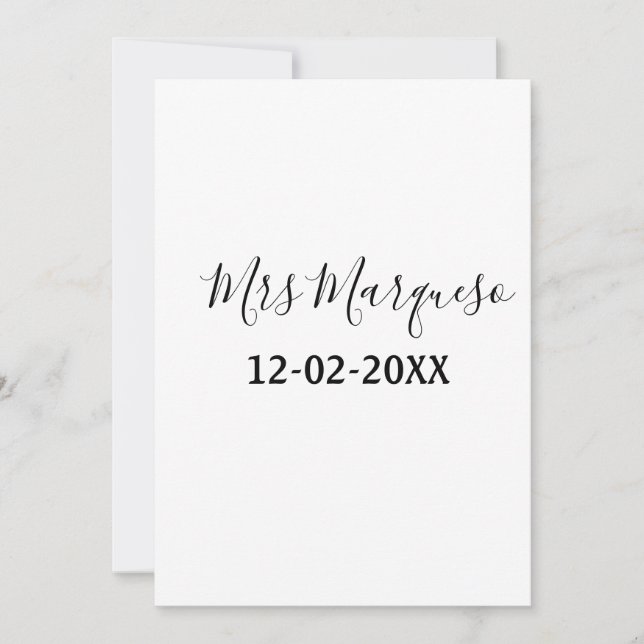 Invitación monograma simple mínimo señora Sr nombre fecha año (Anverso)
