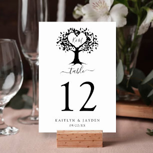 Invitación Monograma simple negro y blanco Boda de árbol del